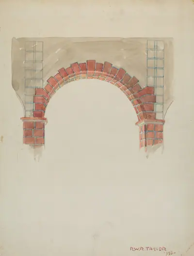 Restoration Drawing: Main Doorway & Arch to Mission House