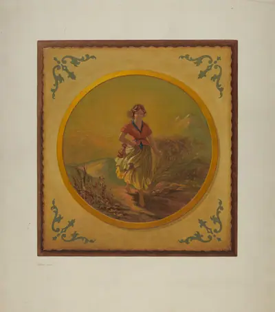 Painted Panel from Pullman Car Interior