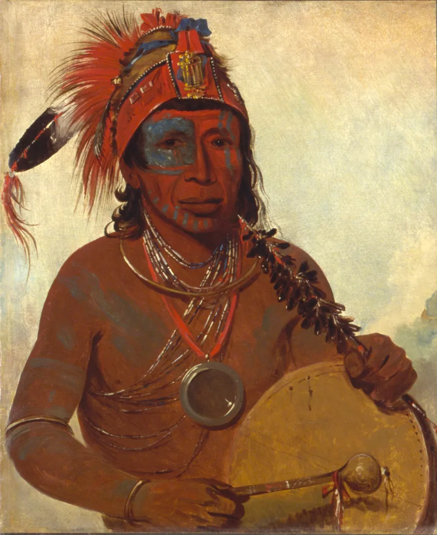 Tóh-to-wah-kón-da-pee, Blue Medicine, a Medicine Man of the Ting-ta-to-ah Band by George Catlin, born Wilkes-Barre, PA 1796-died Jersey City, NJ 1872