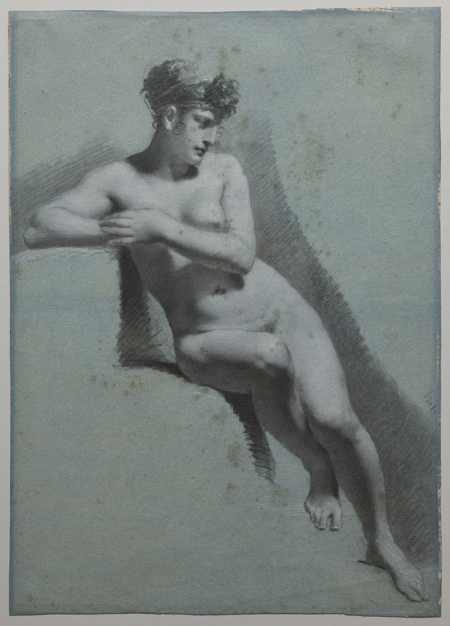 Study of a Nude Woman, Seated Looking to the Right (recto) by Pierre-Paul Prud'hon