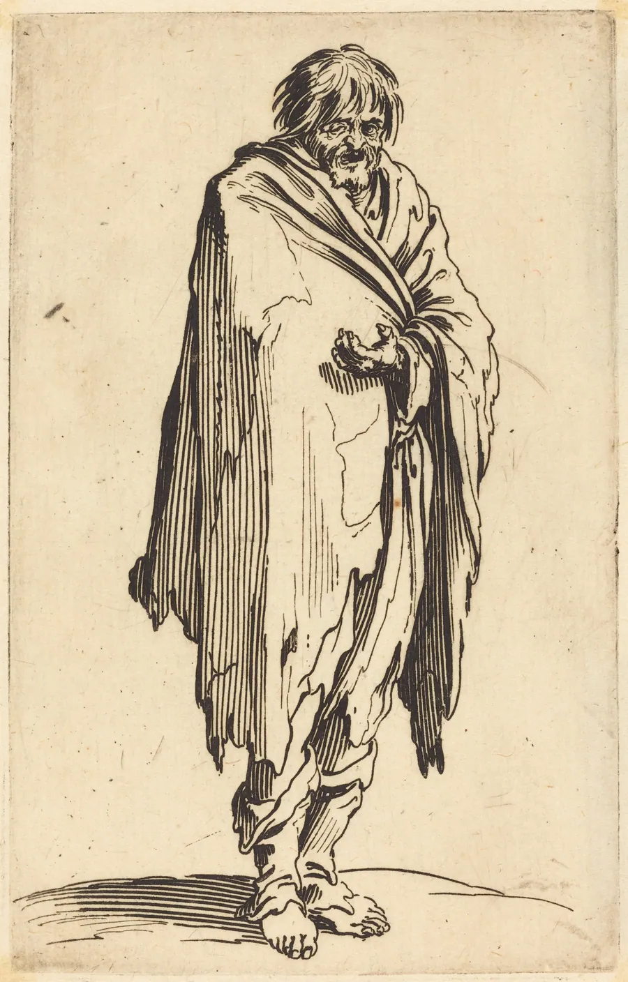 Beggar with Bare Head and Feet by Jacques Callot