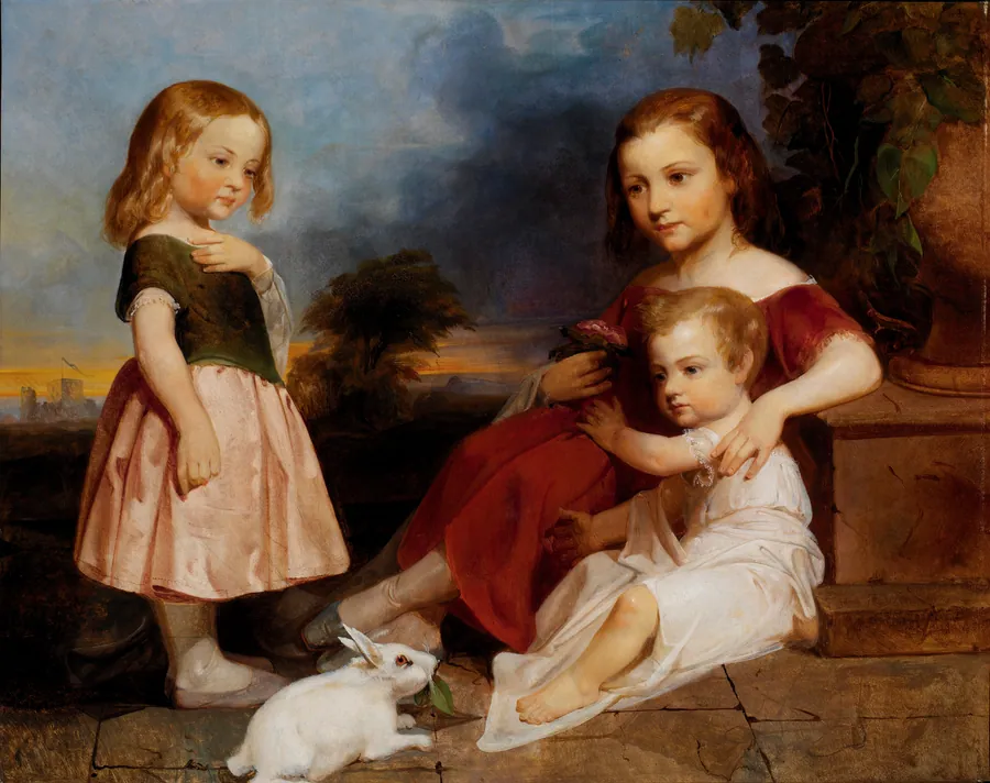Portrait of the Downer Children by Peter Frederick Rothermel, born Nescopeck, PA 1812-died Linfield, PA 1895