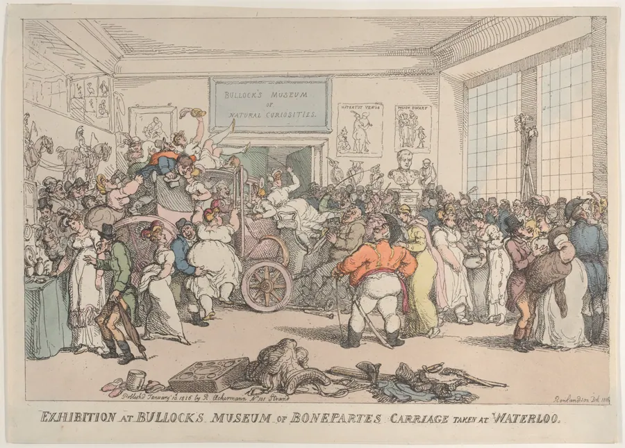 Exhibition at Bullock's Museum of Bonaparte's Carriage Taken at Waterloo by Thomas Rowlandson