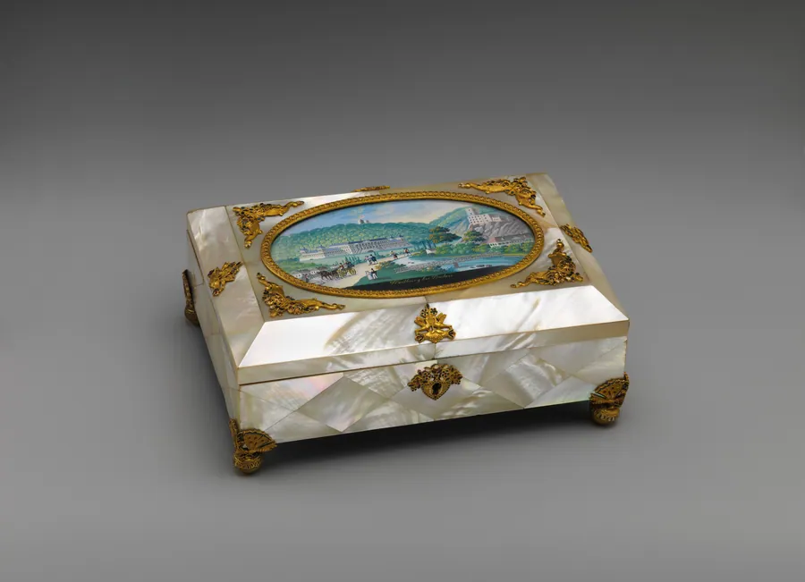 Sewing casket with view of Weilburg near Baden in Austria by Balthasar Wigand