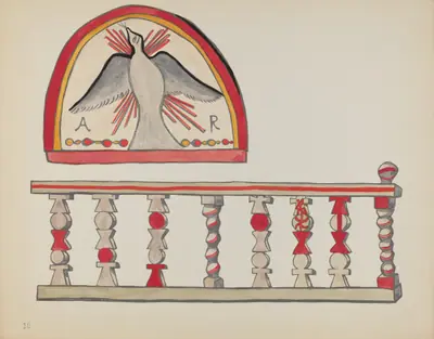 Plate 10: Holy Ghost Lunette & Altar Rail, Chimayo: From Portfolio "Spanish Colonial Designs of New Mexico"