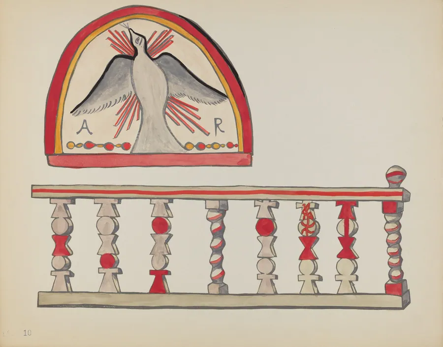 Plate 10: Holy Ghost Lunette & Altar Rail, Chimayo: From Portfolio "Spanish Colonial Designs of New Mexico" by American 20th Century