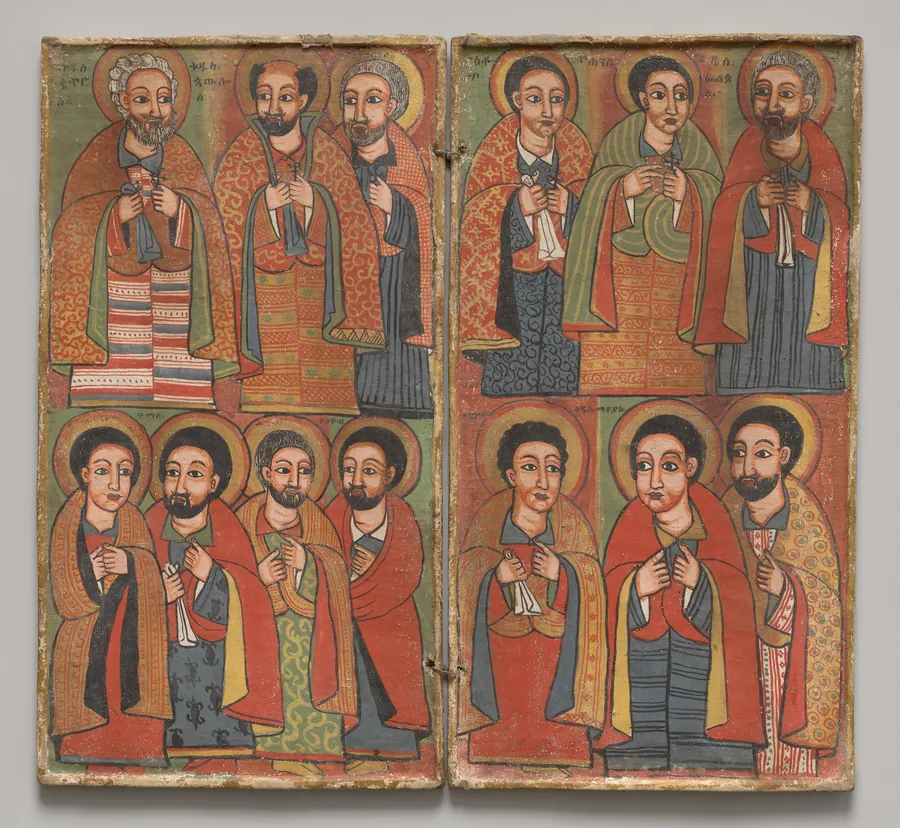 Diptych with Twelve Apostles & St. Paul by Workshop or Circle of Wäldä Maryam