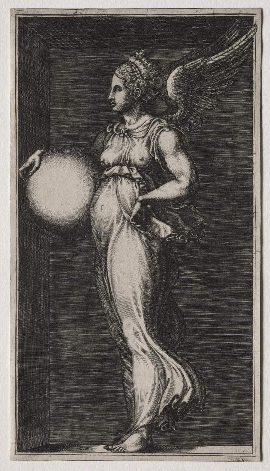 Allegorical Figure Holding a Sphere by Giorgio Ghisi