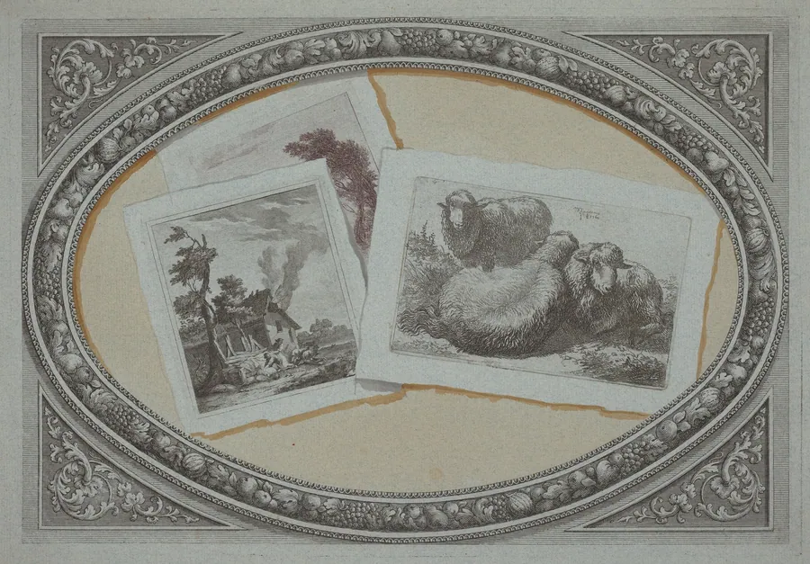 Trompe l'Oeil: Landscapes and Sheep, Using Original Copperplates by Milanese 18th Century