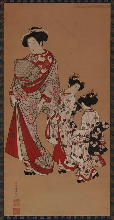 A yujo and two understudies (<em>kamuro</em>)