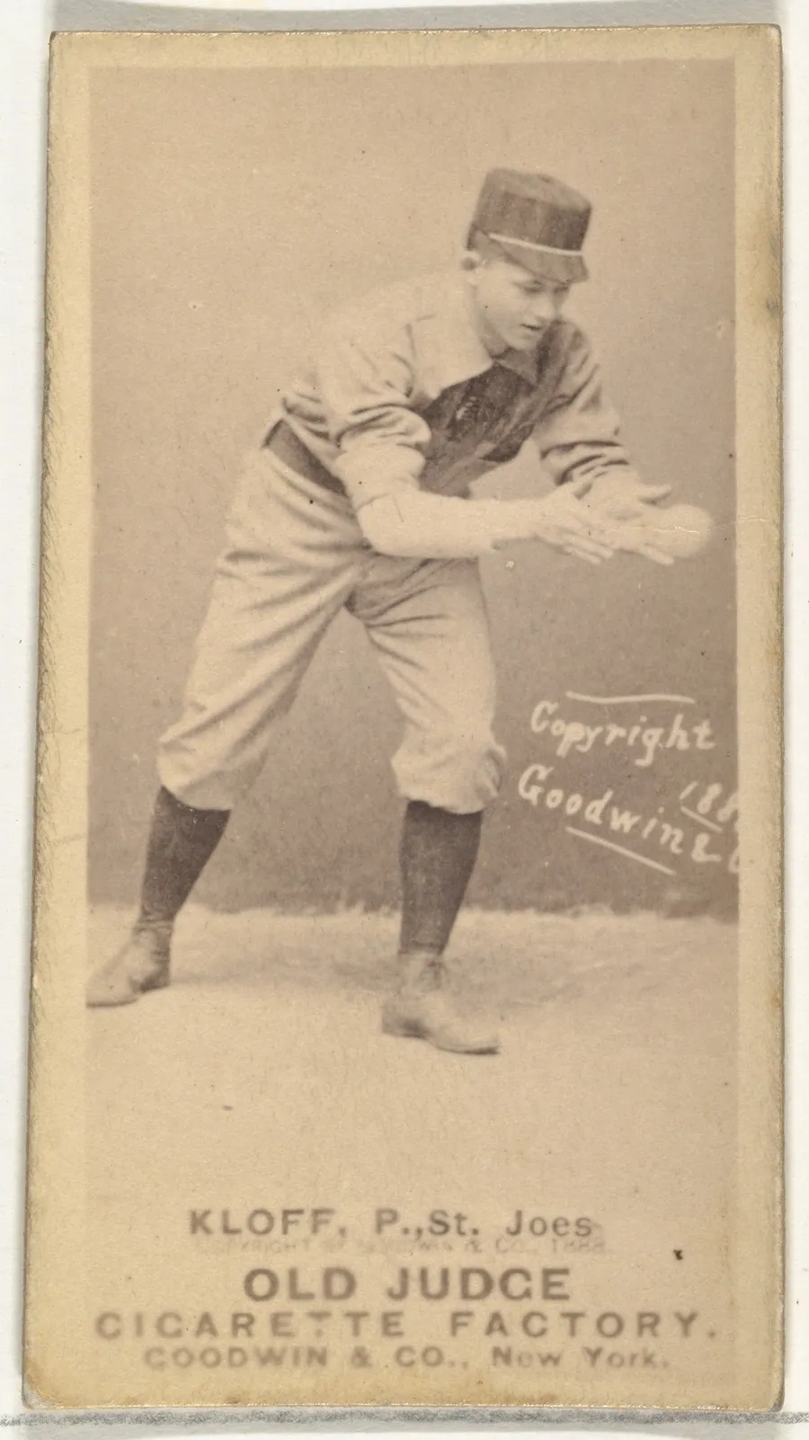 Gustave Louis "Gus" Klopf, Pitcher, St. Joseph Clay Eaters, from the Old Judge series (N172) for Old Judge Cigarettes by Goodwin & Company