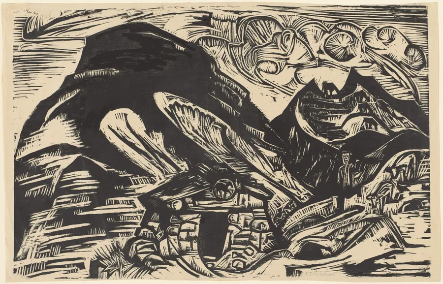 Mountains with a Mountain Hut by Ernst Ludwig Kirchner