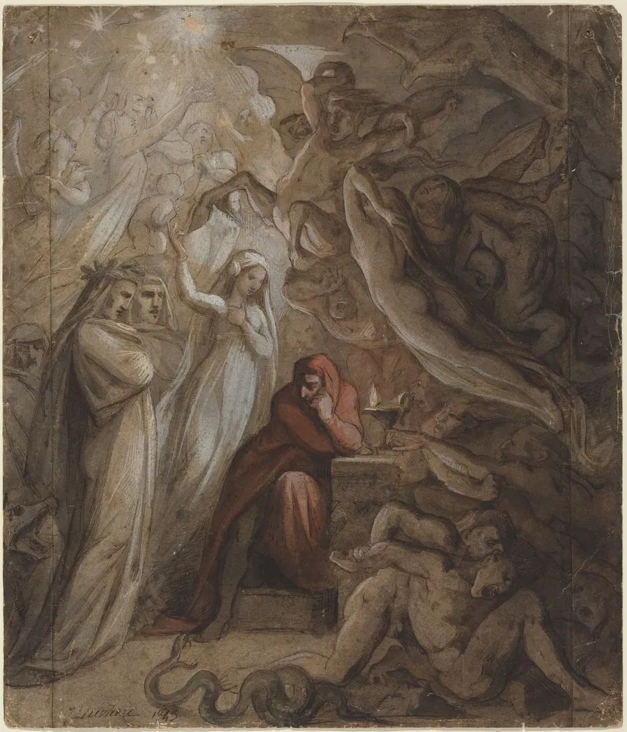 Dante Meditating on the "Divine Comedy" by Jean-Jacques Feuchère