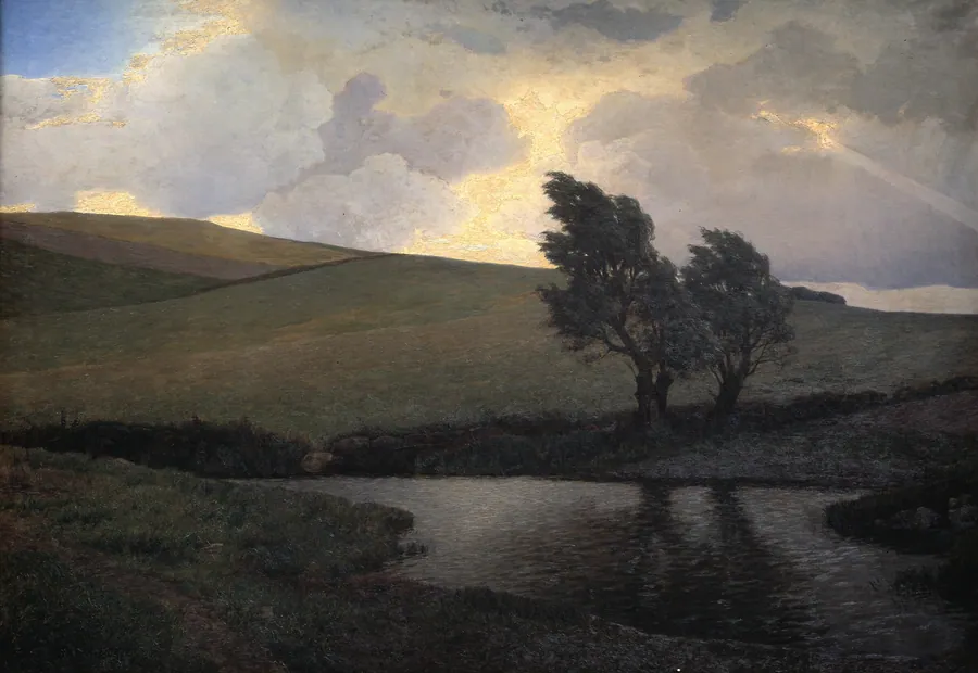 Bygevejrsstemning. Motiv fra egnen ved Jægerspris by J. Bentzen-Bilkvist