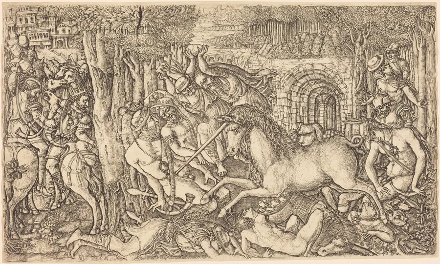 A King Pursued by a Unicorn by Jean Duvet