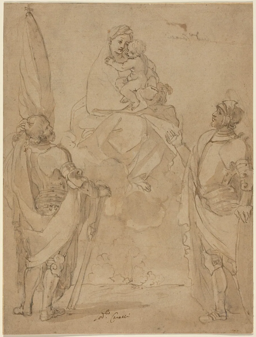 The Virgin and Child Appearing to Saints George and William by Lodovico Carracci
