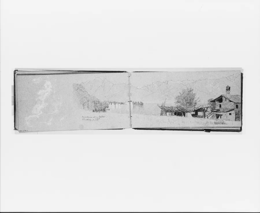 Cloud Study; Lake [Maggiore?] and Village (verso, from sketchbook) by Jervis McEntee