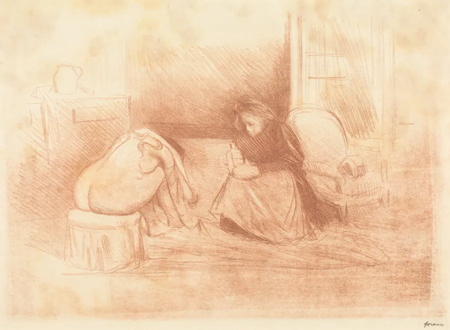Femme à sa toilette avec sa femme de chambre (2e planche en largeur) (Woman at Her Toilette with Her Maid) (second horizontal plate) by Jean-Louis Forain