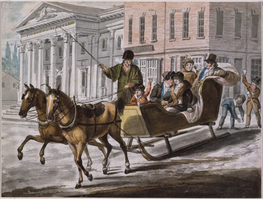 Winter Scene in Philadelphia—The Bank of the United States in the Background by John Lewis Krimmel