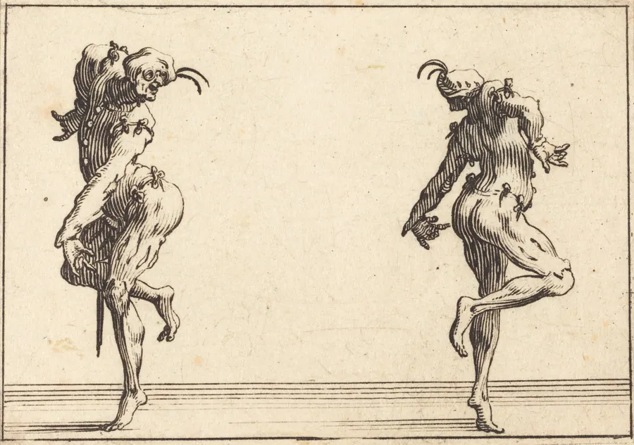 Two Pantaloons Dancing by Jacques Callot