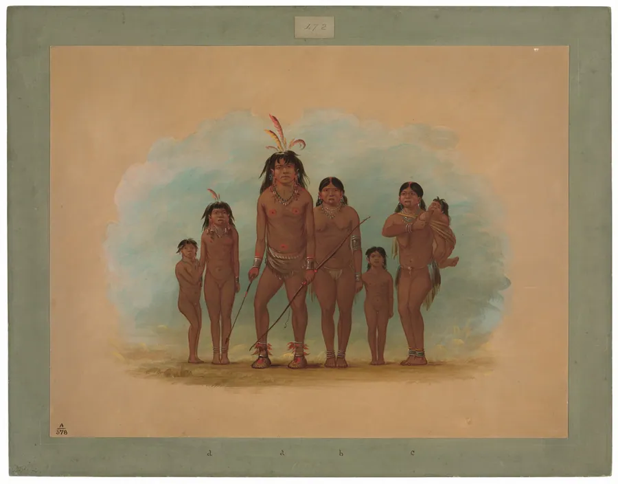 Lengua Chief, His Two Wives, and Four Children by George Catlin