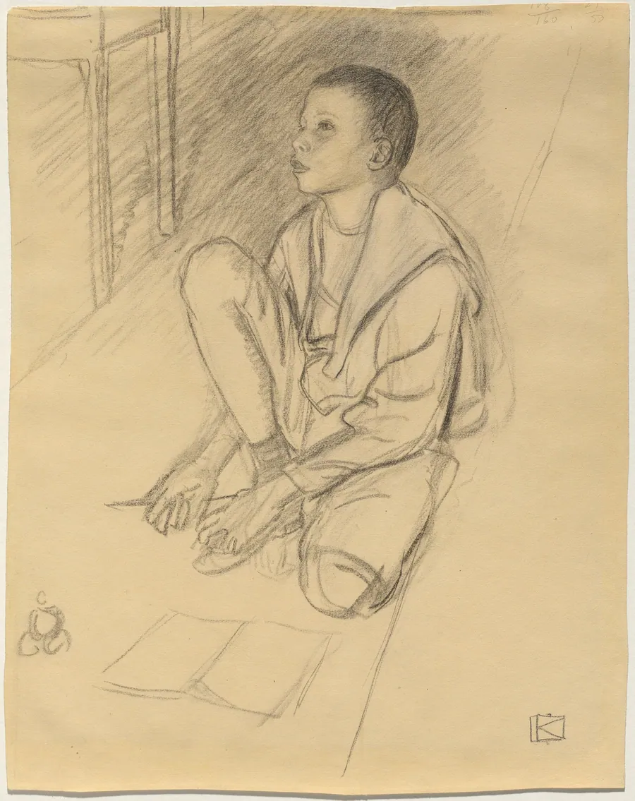 The Artist's Son Wolf Crouching on the Floor by Leopold von Kalckreuth
