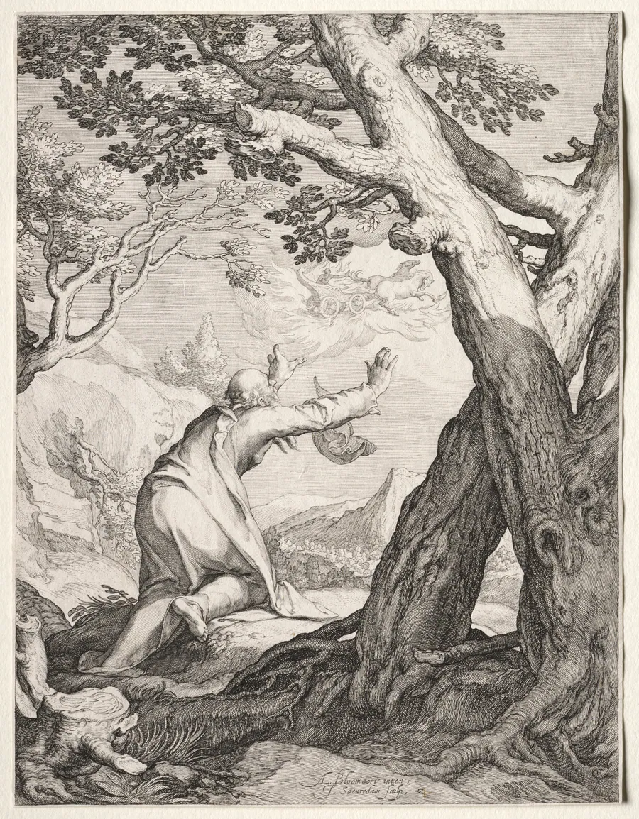 Elisha and Elijah's Chariot of Fire by Jan Saenredam