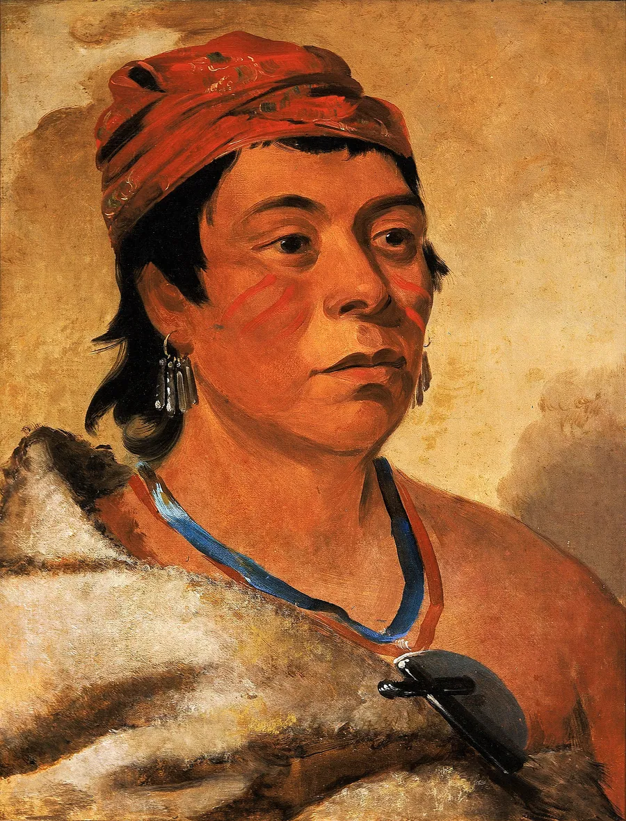 Round Island, a Warrior by George Catlin, born Wilkes-Barre, PA 1796-died Jersey City, NJ 1872