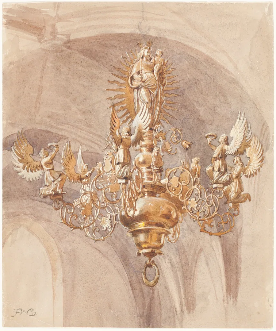 A Chandelier with the Virgin Mary Holding the Christ Child by Sir Frederic William Burton