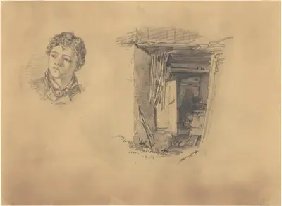 Head of a Boy; and the Entrance to a Shack