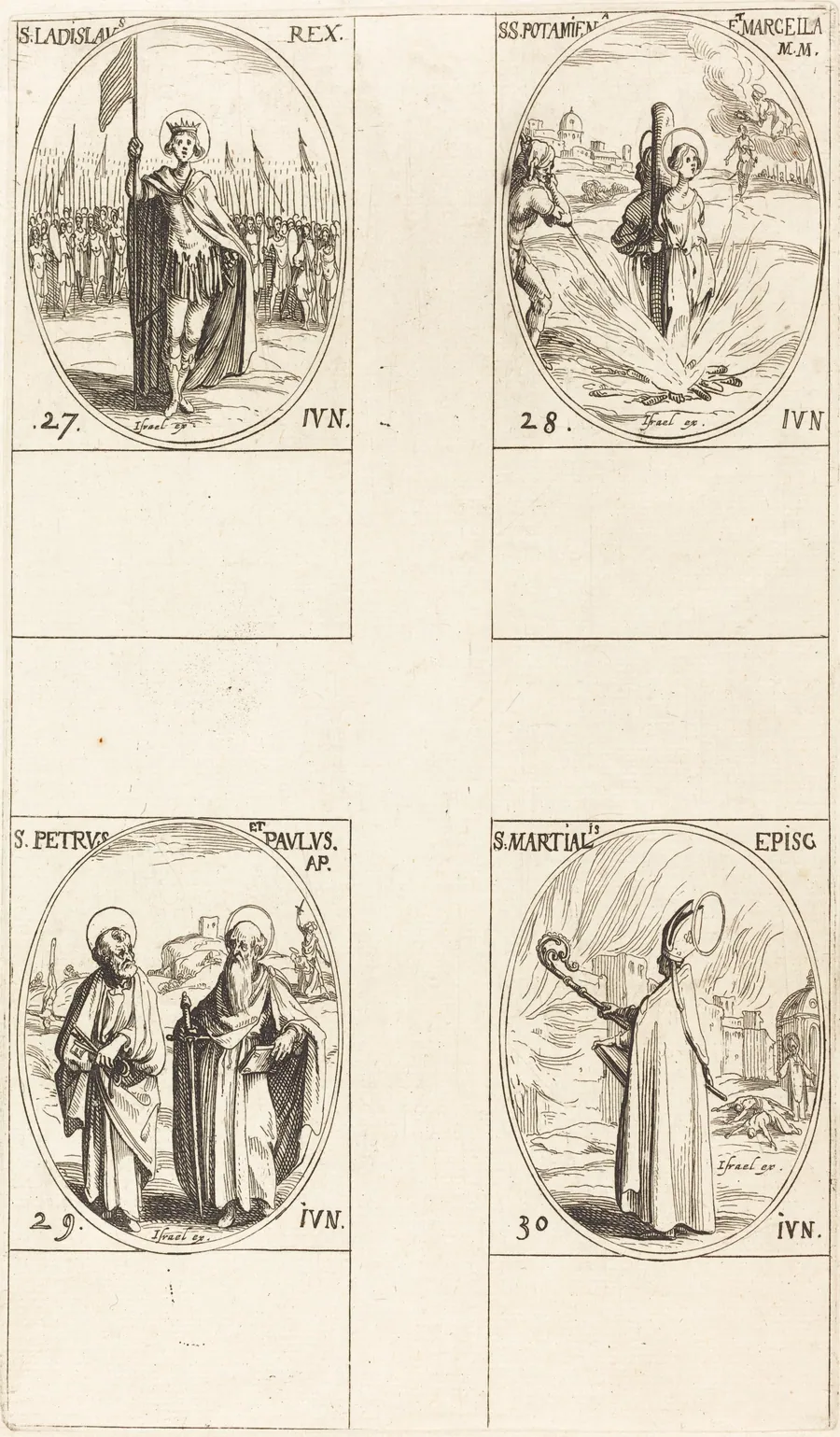 St. Ladislas; Sts. Potamiana and Marcella; Sts. Peter and Paul, Apostles; St. Martial by Jacques Callot