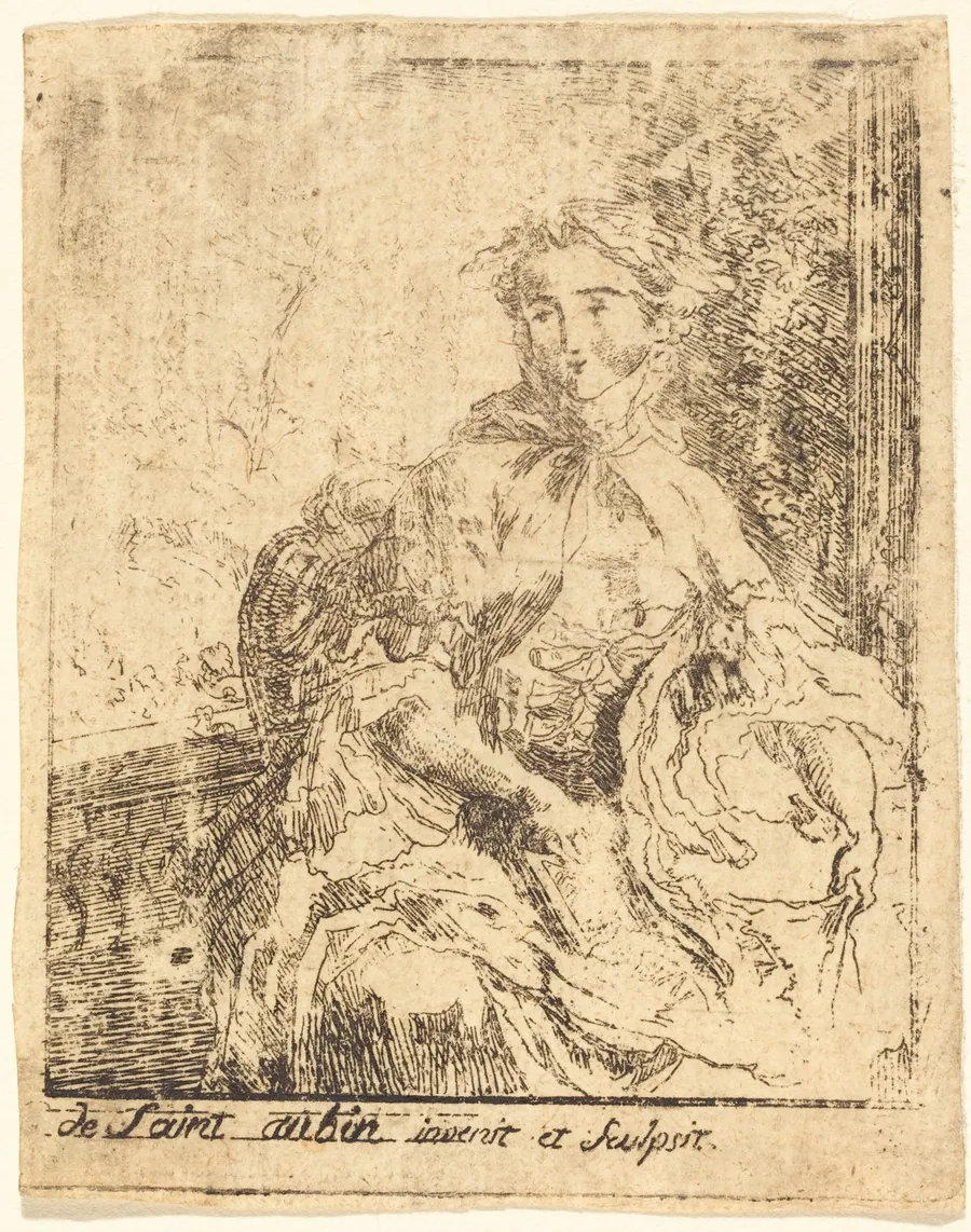 Young Woman on the Terrace (La jeune femme a la terrasse) by Gabriel de Saint-Aubin