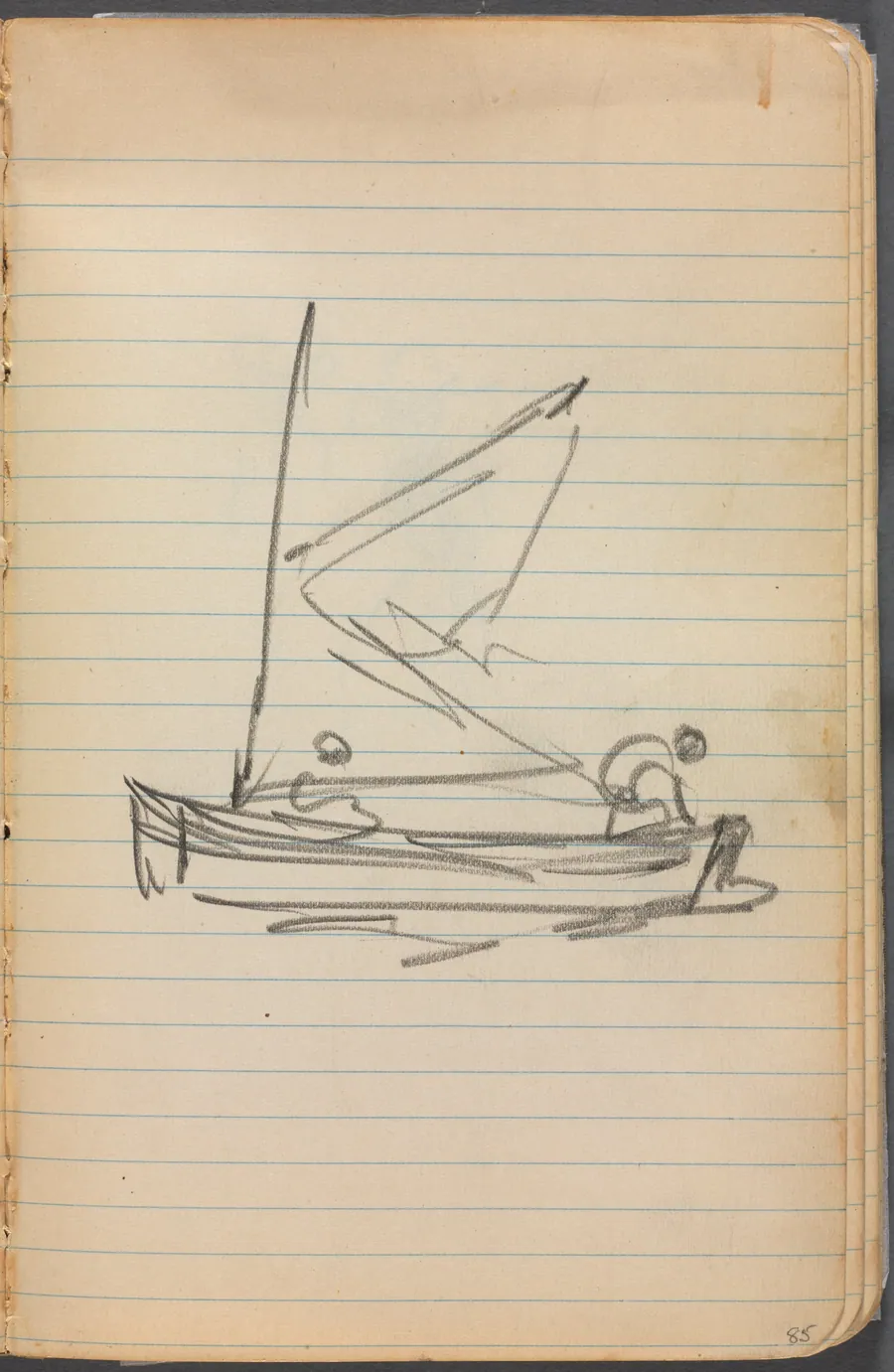 Sketchbook, page 085: Sailboat with Two Figures by Maurice Prendergast