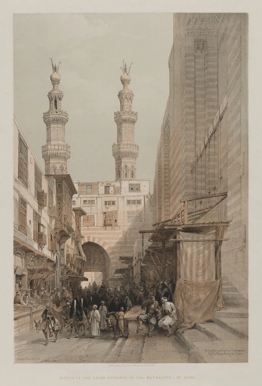 Egypt and Nubia, Volume III: Minarets, and Grand Entrance of the Metwaleys, at Cairo by Louis Haghe