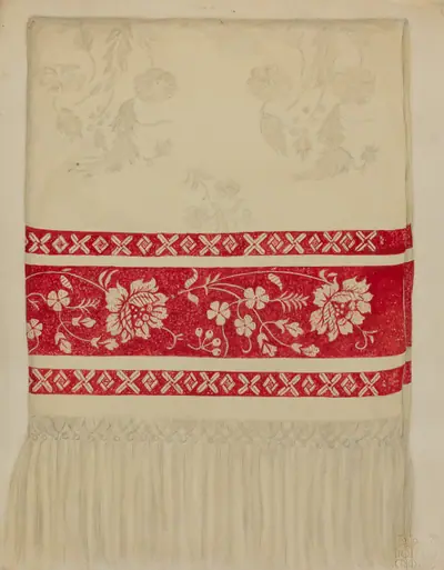 Linen Towel - Flower Design