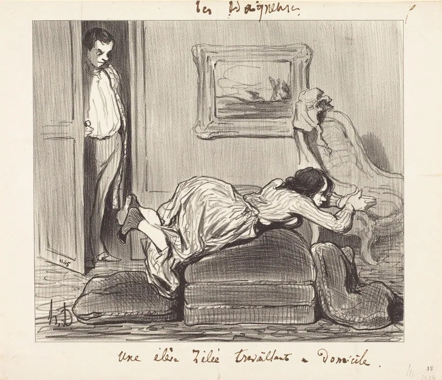 Une élè...zélée travaillant a domicile by Honoré Daumier