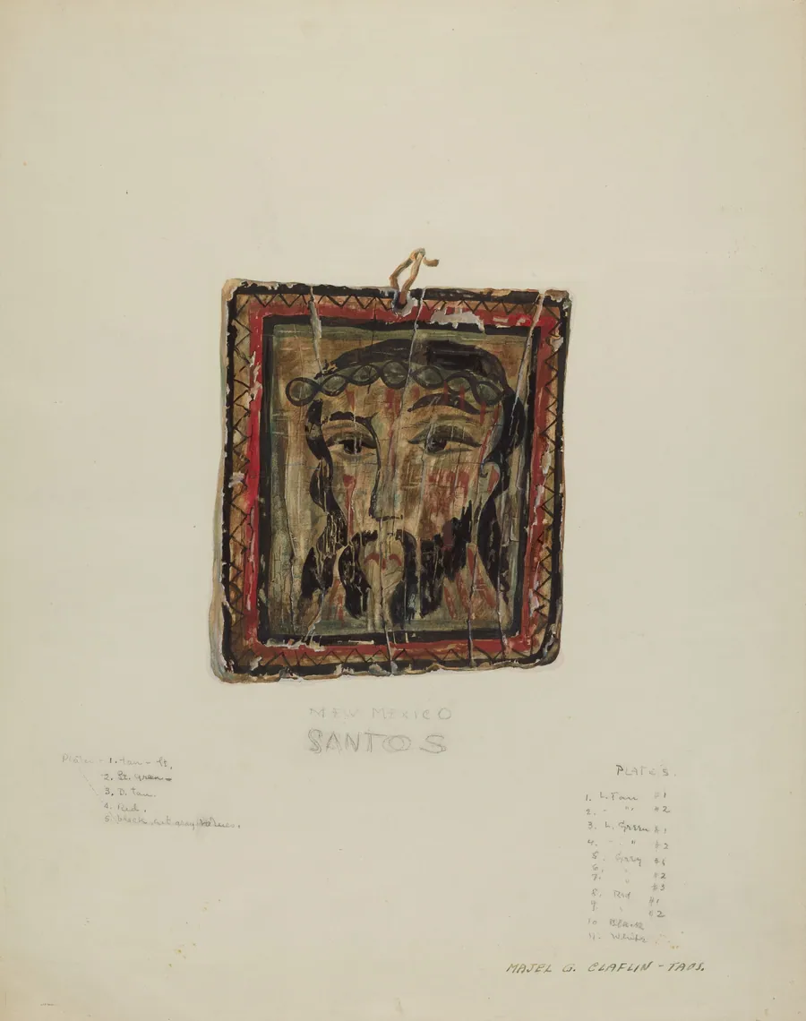 Small Christo Head - Retablo by Majel G. Claflin