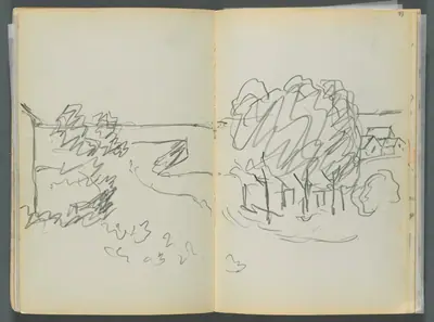 Sketchbook- The Granite Shore Hotel, Rockport, page 072 & 73: Town View
