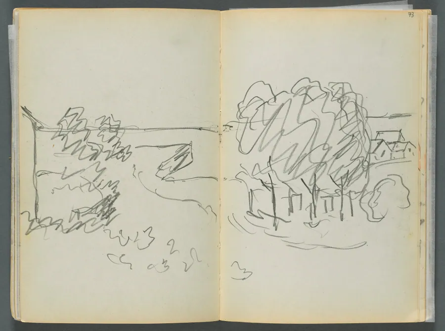 Sketchbook- The Granite Shore Hotel, Rockport, page 072 & 73: Town View by Maurice Prendergast