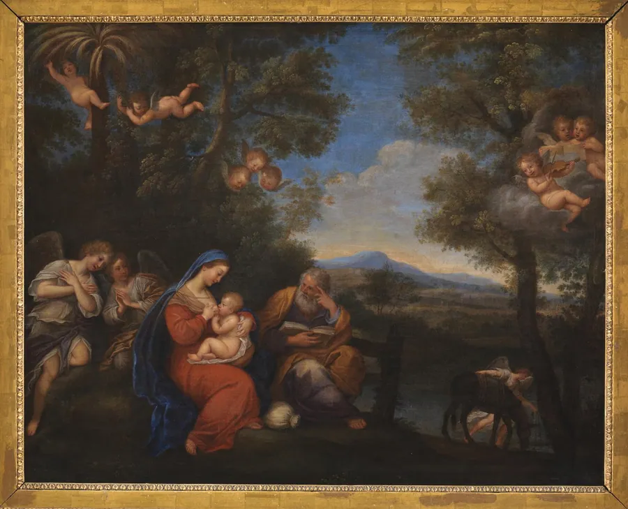 Hvilen på flugten til Egypten by Francesco Albani