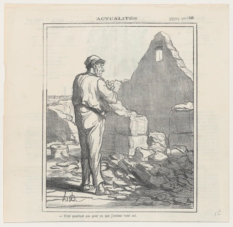 I didn't vote yes for this!, from 'News of the day,' published in Le Charivari, April 1, 1871 by Honoré Daumier