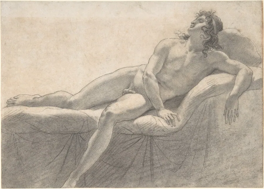 Male Nude Reclining on a Divan by Anne Louis Girodet-Trioson