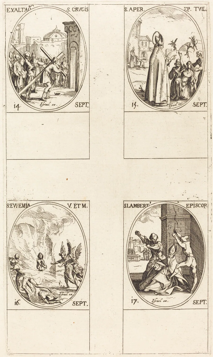 Exaltation of the Holy Cross; St. Aper; St. Euphemia; St. Lambert by Jacques Callot