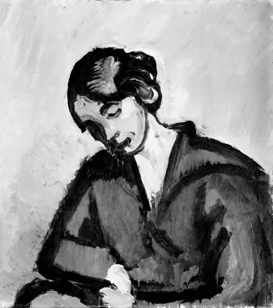 Dame i grøn bluse by Harald Giersing