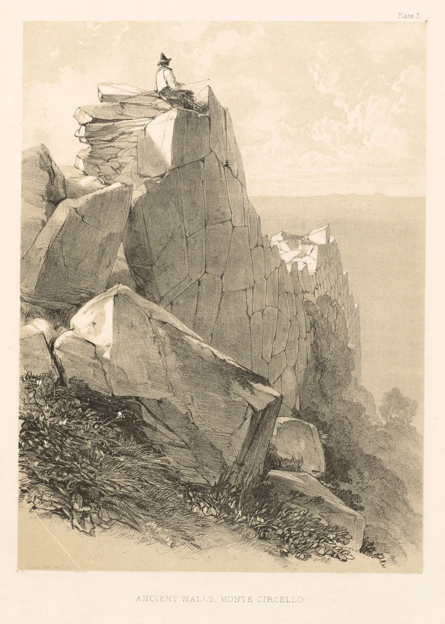 Illustrated Excursion in Italy (vol. II): Ancient Walls, Monte Circello by Edward Lear
