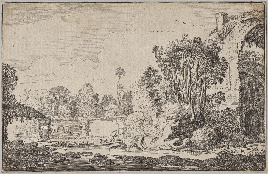 Landscapes, part III: Roman Ruins in Wooded Surroundings by Jan van de Velde