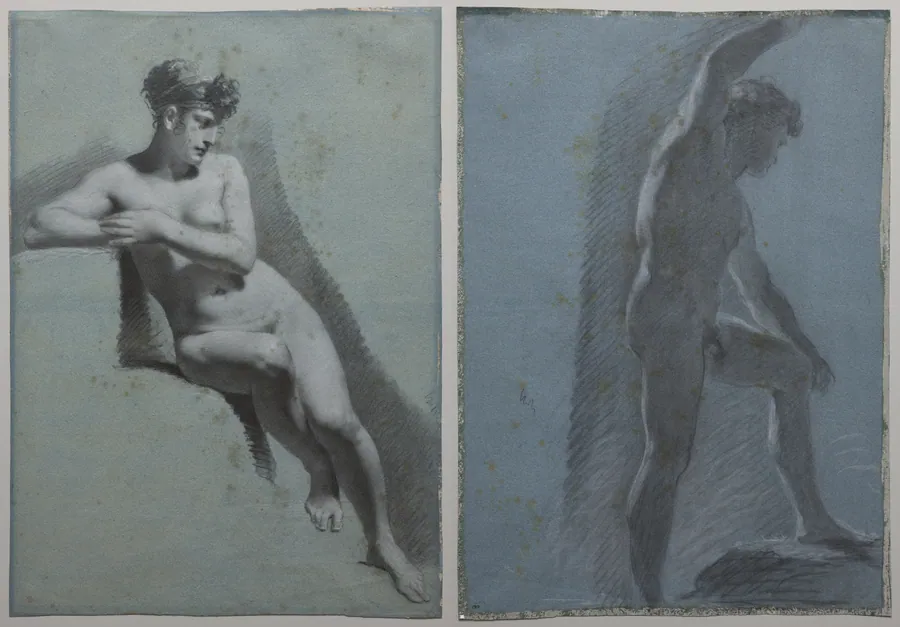 Study of a Nude Woman, Seated Looking to the Right (recto) Study of a Male Nude (verso) by Pierre-Paul Prud'hon