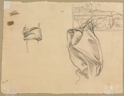 Studies of Drapery and Study of a Landscape (verso)