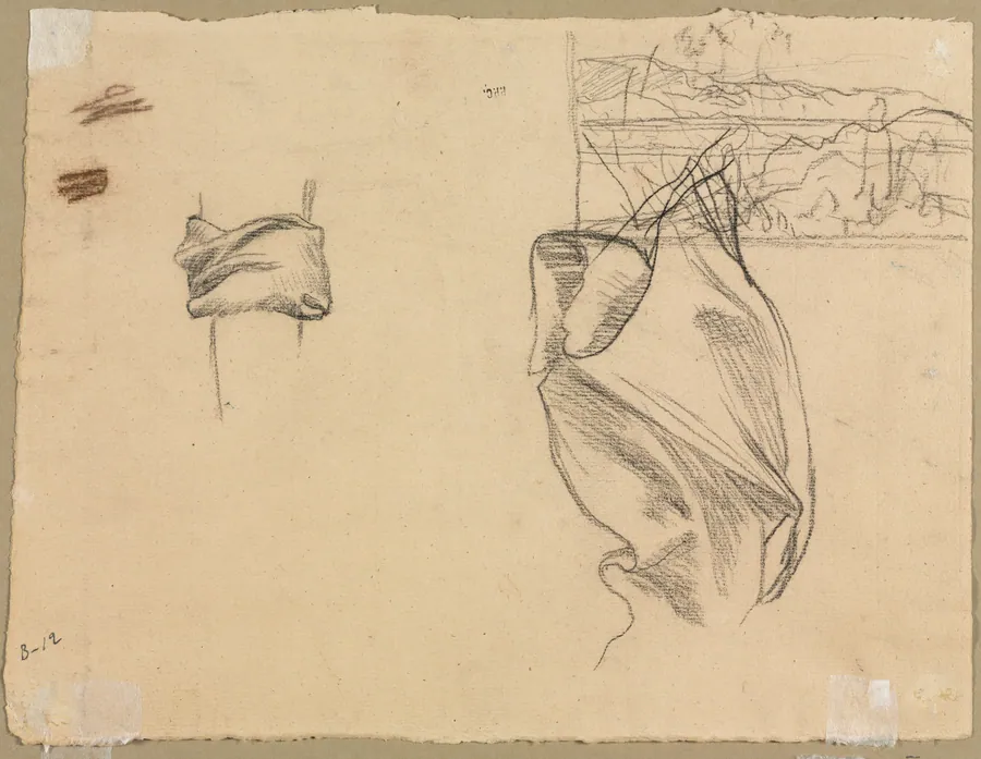 Studies of Drapery and Study of a Landscape (verso) by Pierre Puvis de Chavannes