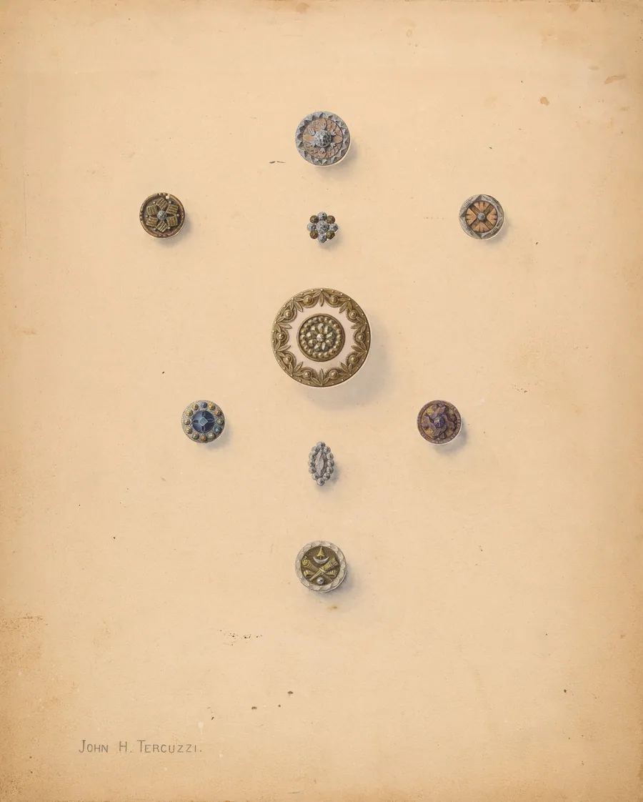 Nine Metal Buttons by John H. Tercuzzi